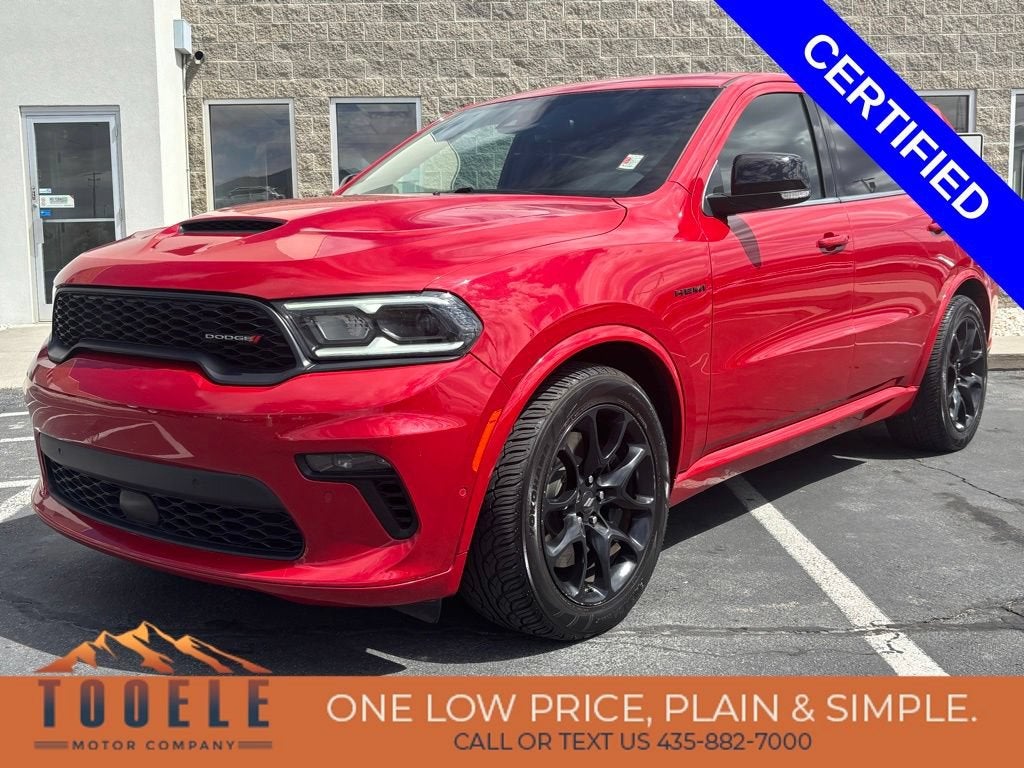 2021 Dodge Durango R/T AWD in Red — front three-quarter view