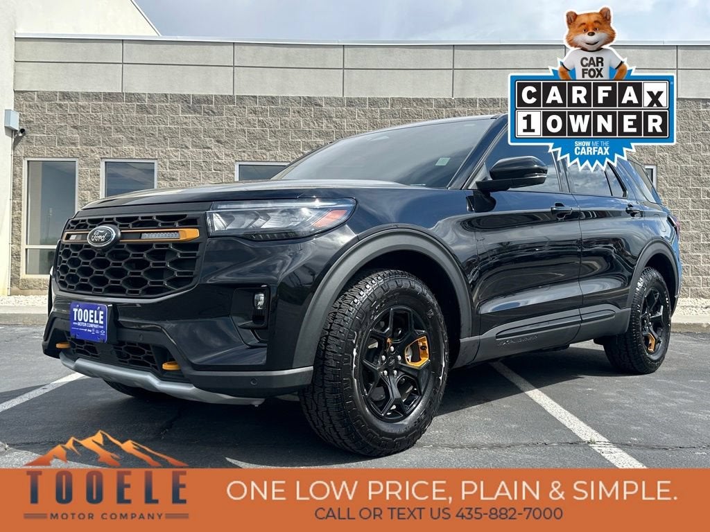 2026 Ford Explorer Tremor in Black — front three-quarter view