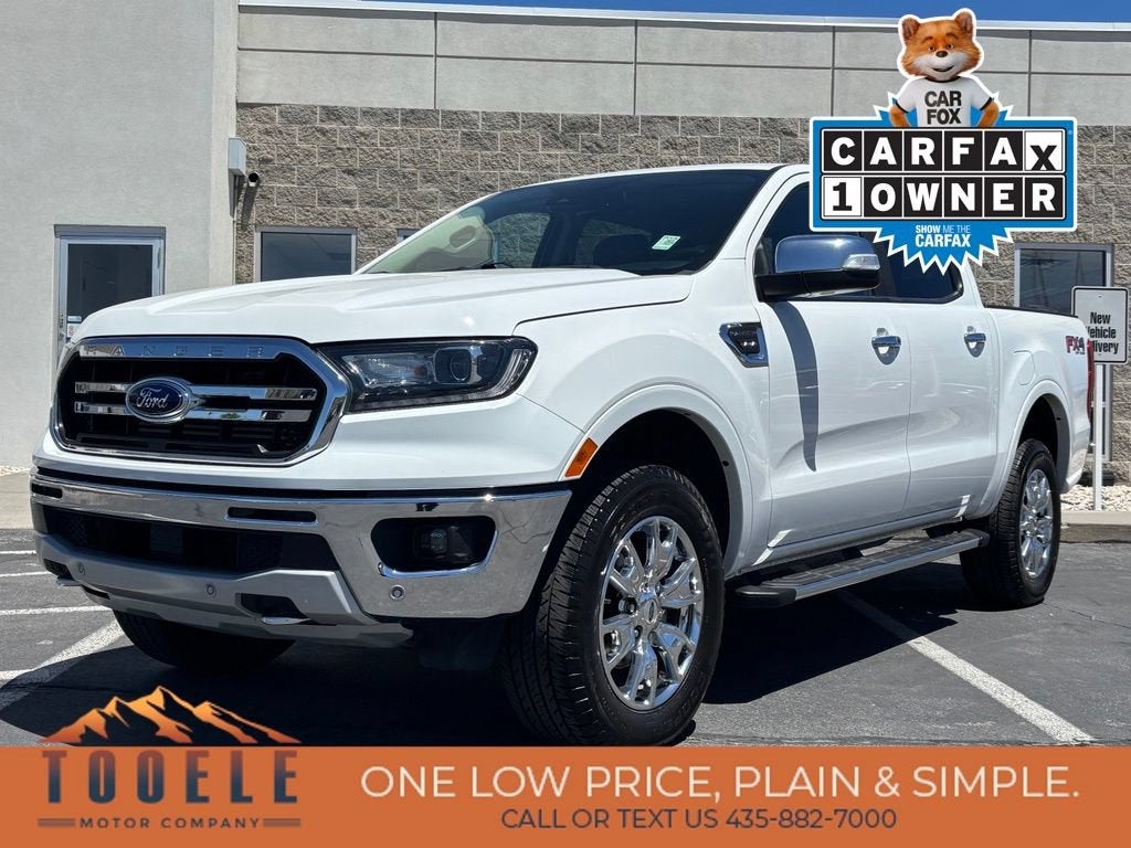 2019 Ford Ranger LARIAT in White — front three-quarter view