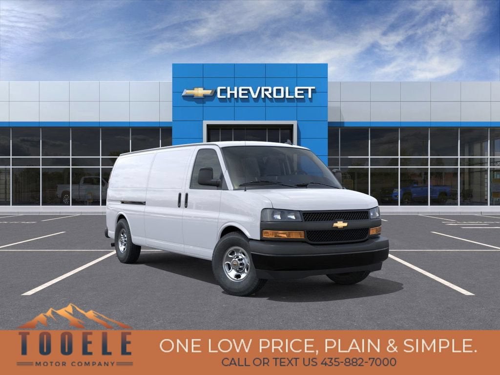 2025 Chevrolet Express Cargo WT in Summit White — front three-quarter view