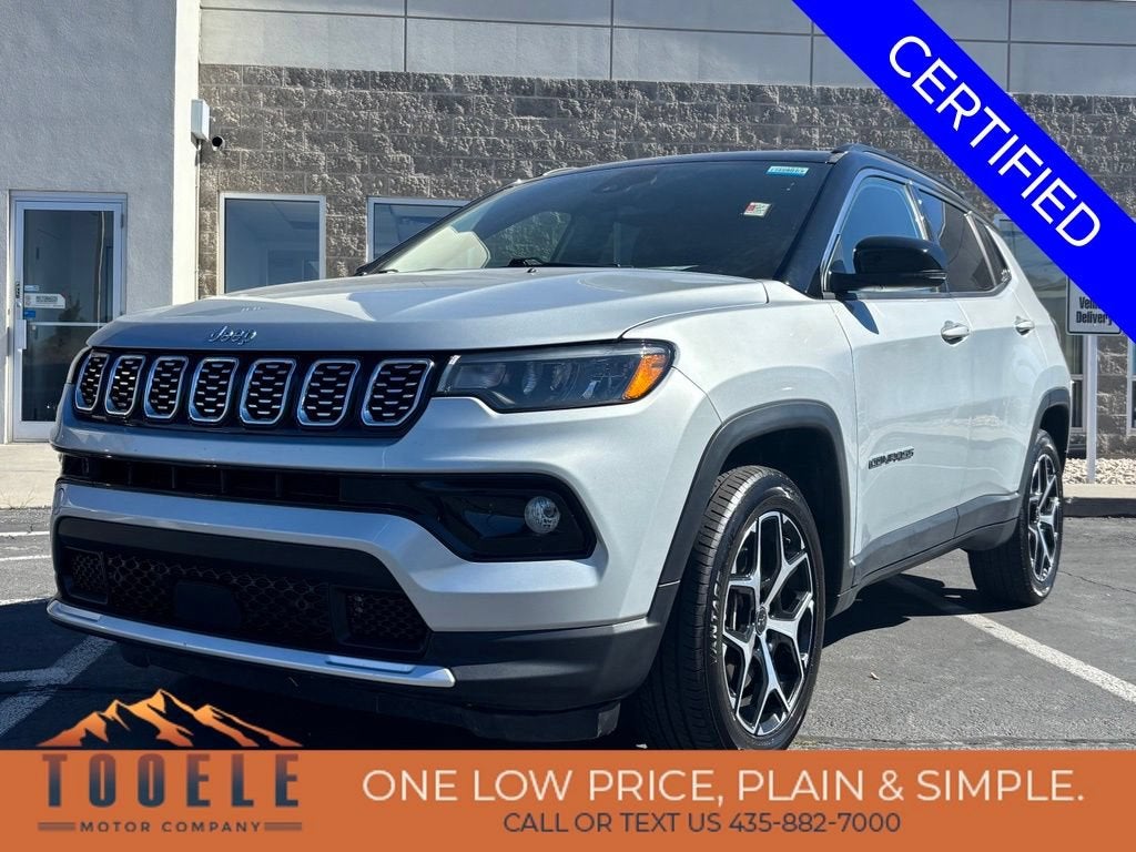 2025 Jeep Compass Limited 4x4 in Silver — front three-quarter view