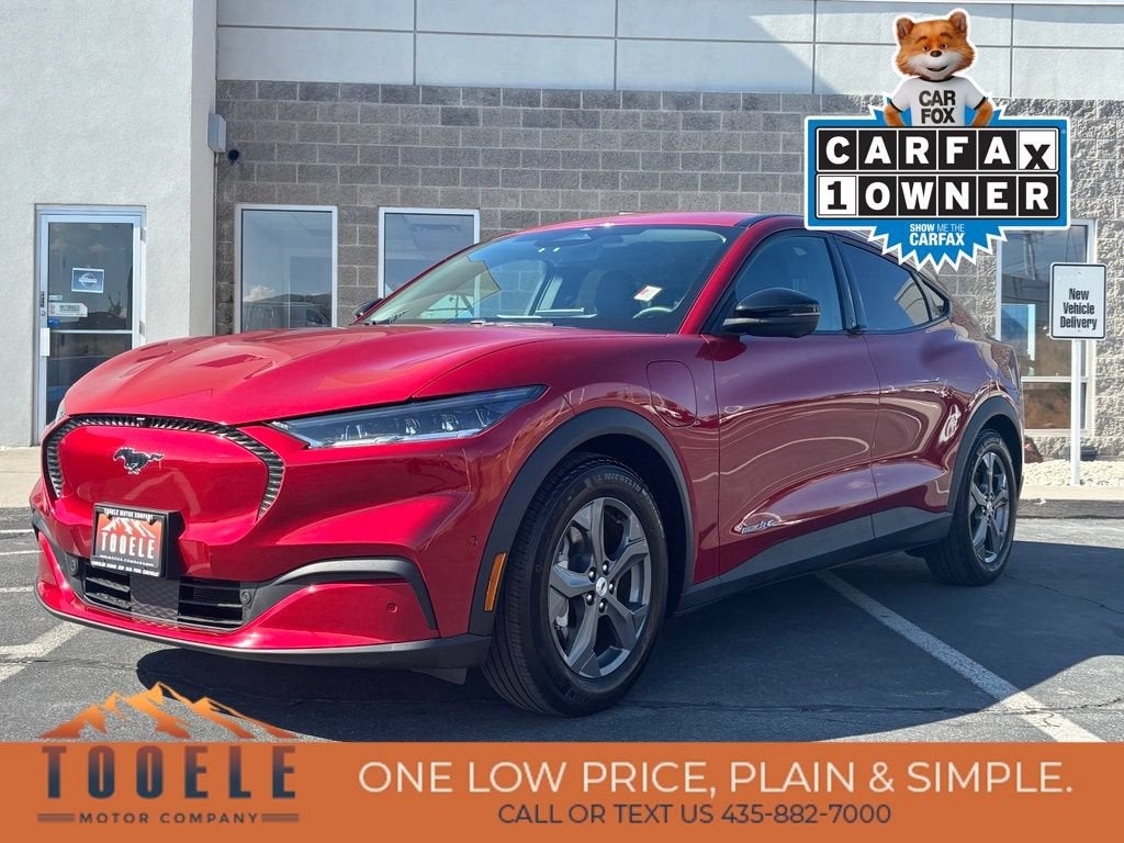 2023 Ford Mustang Mach-E Select in Red — front three-quarter view