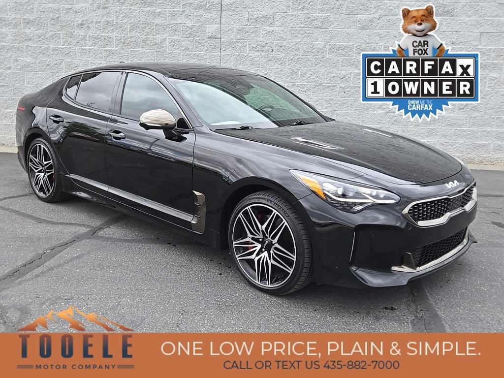 2023 Kia Stinger GT2 in Black — front three-quarter view