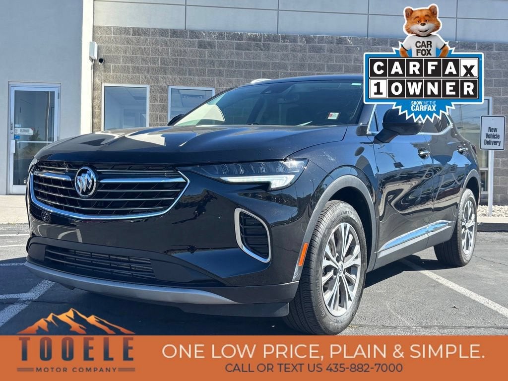 2023 Buick Envision Preferred in Ebony Twilight Metallic — front three-quarter view